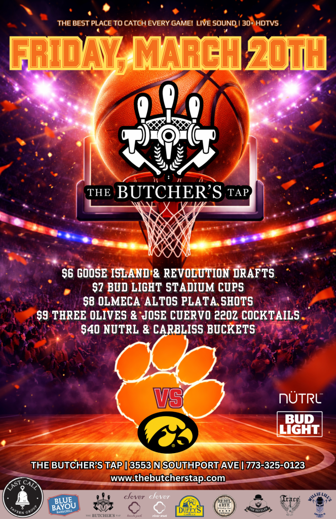 Clemson vs Iowa Watch Party – Friday, March 20 at The Butcher’s Tap