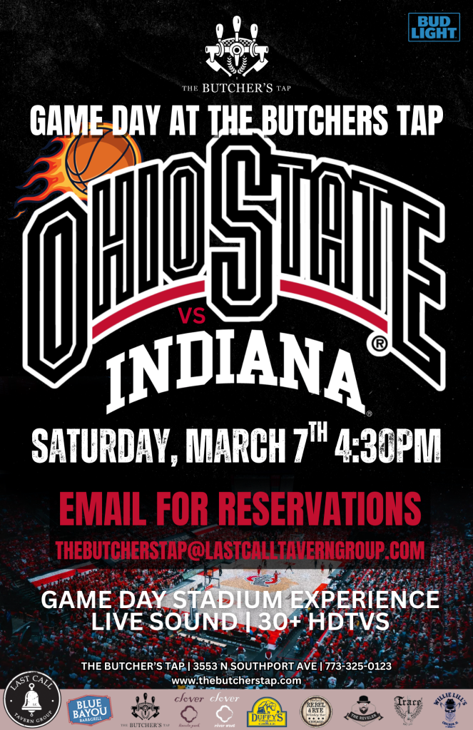 Ohio State vs Indiana Game Day – Saturday, March 7 at The Butcher’s Tap