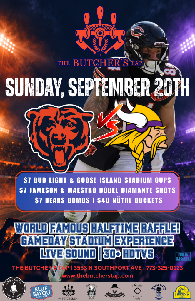 Sunday, September 20th | Bears vs. Vikings | The Butcher’s Tap