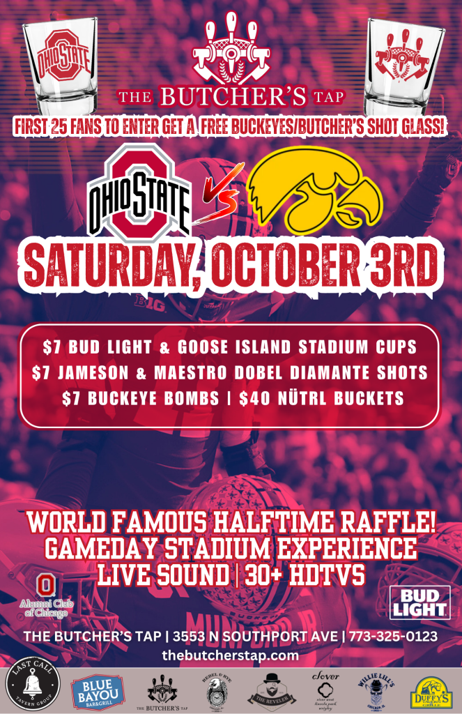 Saturday, October 3rd | Ohio State at Iowa | The Butcher’s Tap