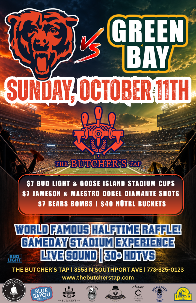 Sunday, October 11th | Bears at Packers | The Butcher’s Tap