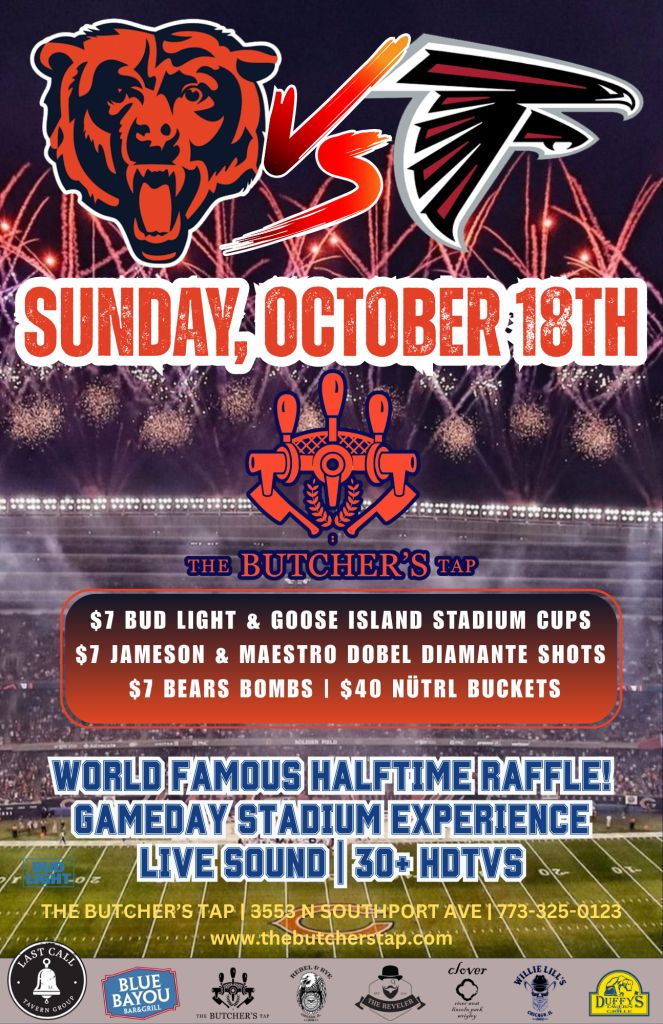 Sunday, October 18th | Bears at Falcons | The Butcher’s Tap