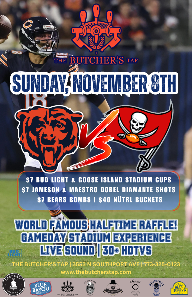 Sunday, November 8th | Bears vs. Buccaneers | The Butcher’s Tap