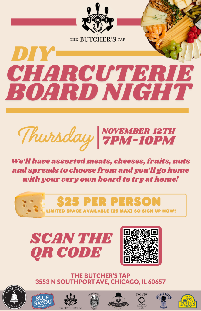 November 12th | DIY Charcuterie Board Night | The Butcher’s Tap